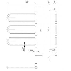 Полотенцесушитель электрический Элна Флюгер-3 750x460x55 мм
