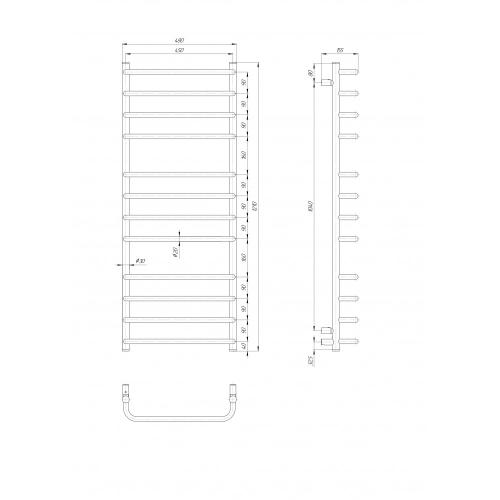 Полотенцесушитель электрический Элна Cтандарт-12 1210x480x140 мм