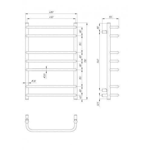 Полотенцесушитель электрический Элна Cтандарт-7 710x480x140 мм
