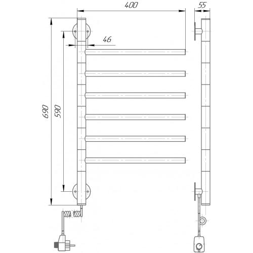 Сушка для рушників електрична Елна Вертикаль-6 690x395x75 мм