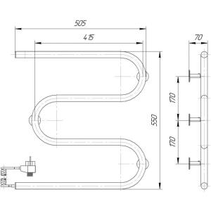 Полотенцесушитель электрический Элна Змейка-M 550x505x70 мм