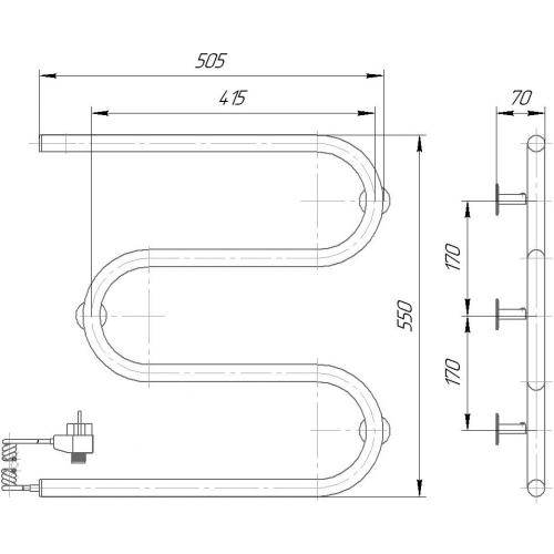 Полотенцесушитель электрический Элна Змейка-M 550x505x70 мм