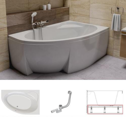 Акрилова Ванна Ravak Asymmetric II 160 R комплект з опорою та сифоном