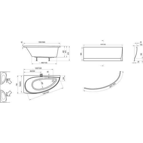 Акриловая ванна Ravak AVOCADO 150x70 L/R