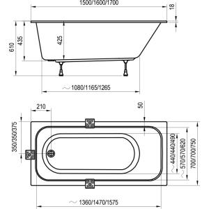 Акриловая ванна Ravak Chrome SLIM 160х70