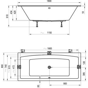 Акрилова ванна Ravak Formy 02 SLIM 180х80
