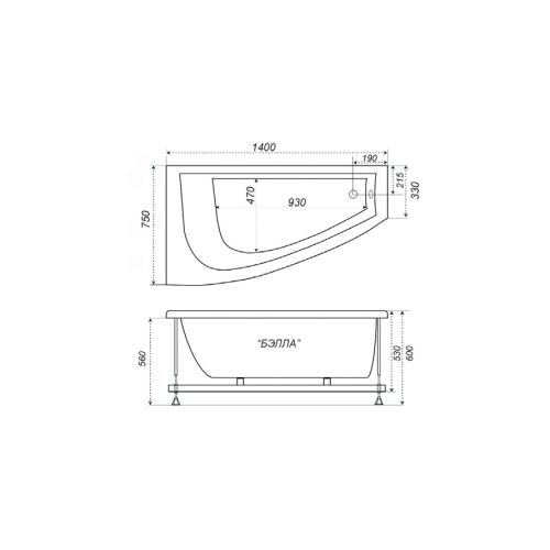 Акриловая ванна Тритон Бэлла 140 правая