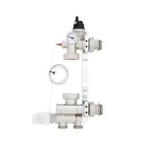 Смесительный узел для водяного теплого пола в сборе на 2 выхода (без насоса) Смесительный узел для водяного теплого пола в сборе на 2 выхода (без насоса)