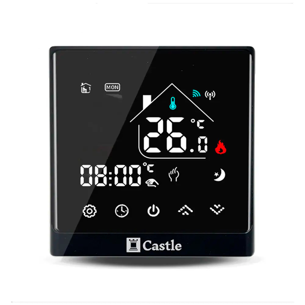 Терморегулятор программируемый для теплого пола Castle АС8400H Черный