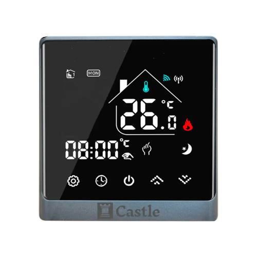Терморегулятор програмний для теплої підлоги Castle АС8400H Чорний-Срібло