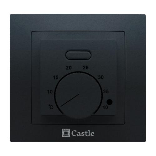 Терморегулятор для теплого пола механический Castle AC308H, черный глянец