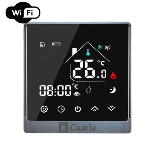 Терморегулятор програмный для теплого пола Castle АС8400Н WI-FI Черный-Серебро