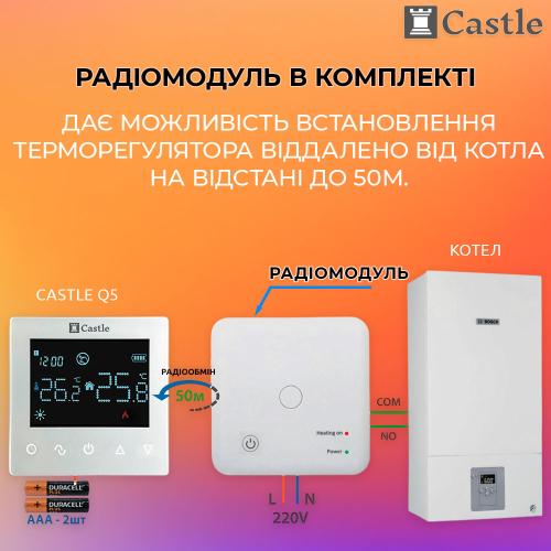 Терморегулятор програмный для котлов Castle Q5-RF (радиоканал)
