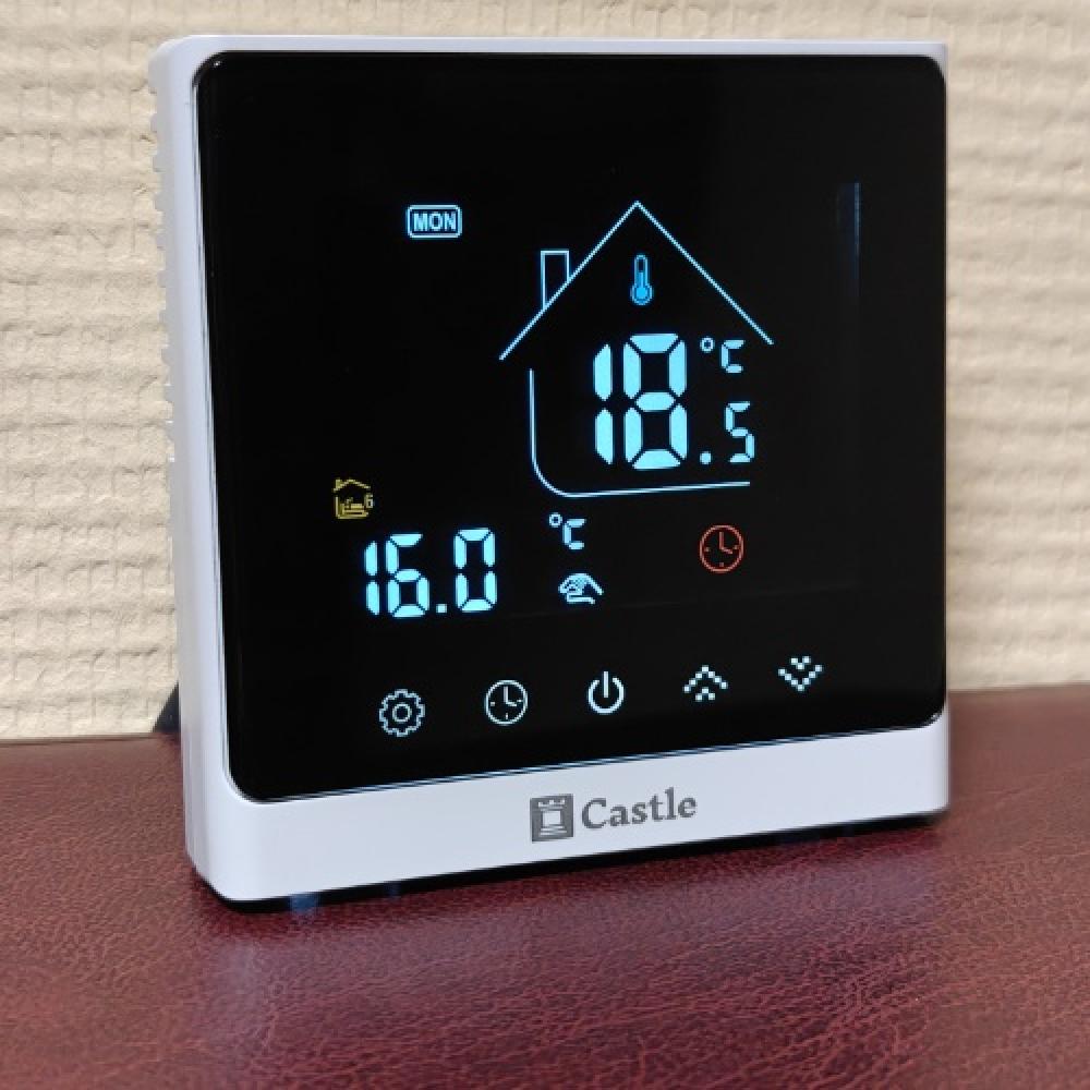 Терморегулятор програмний для теплої підлоги Castle АС8400Н WI-FI Білий