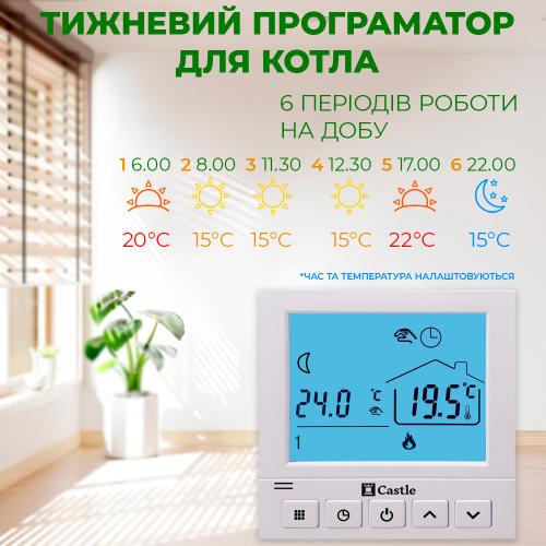 Терморегулятор программируемый для котлов Castle АС819G WI-FI