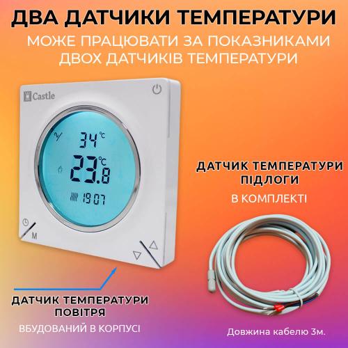 Терморегулятор программируемый для теплого пола Castle AC829H (Белый) Терморегулятор программируемый для теплого пола Castle AC829H (Белый)