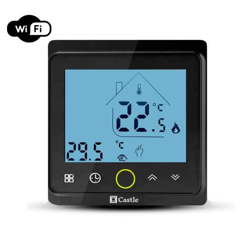 Терморегулятор програмний для теплої підлоги керування через Wi-Fi Castle AC603H (Чорний)