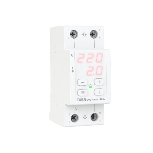 Однофазное реле напряжения с контролем тока и термозащитой ZUBR CV2 red
