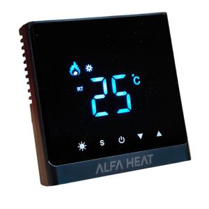 Терморегулятор для теплого пола Alfa Heat Smart с управлением по WI-FI Черный Терморегулятор для теплого пола Alfa Heat Smart с управлением по WI-FI Черный