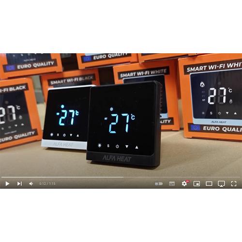 Терморегулятор для теплого пола Alfa Heat Smart с управлением по WI-FI Черный Терморегулятор для теплого пола Alfa Heat Smart с управлением по WI-FI Черный