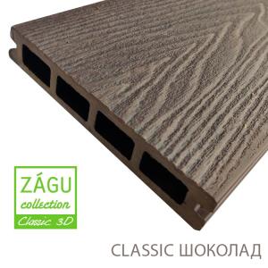 Терасна дошка пустотіла Zagu Classic Classic 3D 150x25x2900 мм.