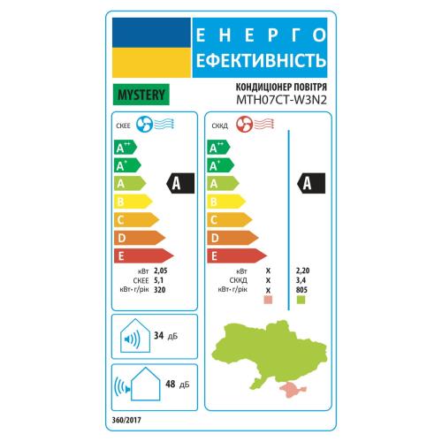 К-кт внешнего и внутреннего блоков сплит-кондиционера настенного типа MYSTERY MTH09CT-W3N2