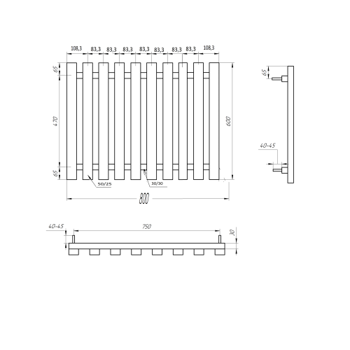 Трубчастий радіатор Batteria (Нержавіюча сталь)