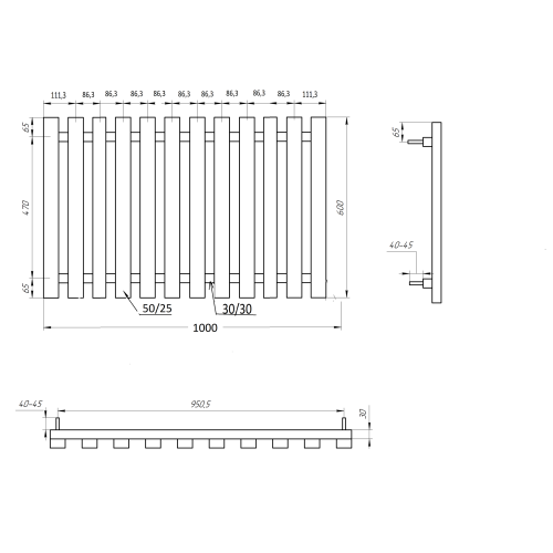 Трубчастий радіатор Batteria (Нержавіюча сталь)