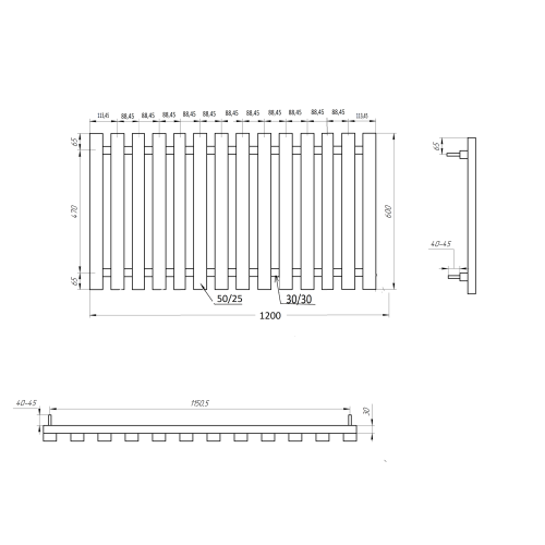 Трубчастий радіатор Batteria (Нержавіюча сталь)