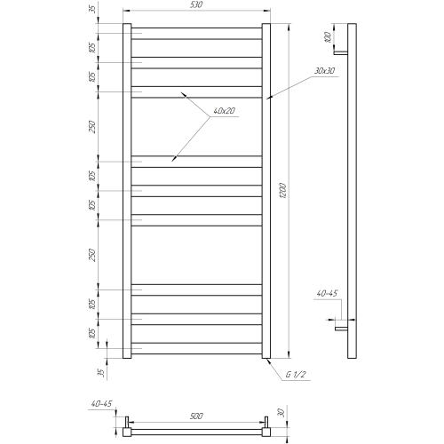 Genesis Aqua Полотенцесушитель Tristar flat Genesis Aqua Полотенцесушитель Tristar flat