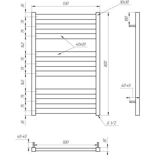 Genesis Aqua Полотенцесушитель Tristar flat Genesis Aqua Полотенцесушитель Tristar flat
