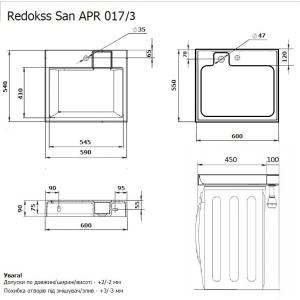 Умивальник на пральну машину акриловий Redokss San DEYMOS 60х55см