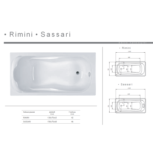 Акрилова ванна Redokss San SASSARI 1500х750