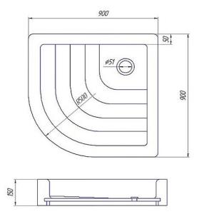 Акриловый душевой поддон CASANO 900x900