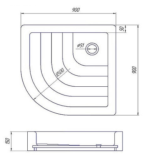 Акриловый душевой поддон CASANO 900x900