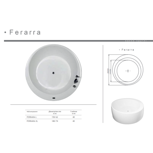 Акриловая ванна круглая Redokss San FERARRA 1500