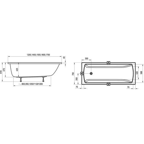 Акриловая ванна Ravak Classic II 170x70 N