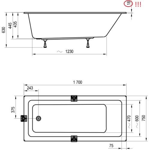 Акриловая ванна Ravak 10° 170x75 Slim Акриловая ванна Ravak 10° 170x75 Slim