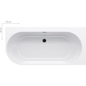 Акрилова ванна FREEDOM Corner R 1700x800 білосніжна/чорна сифон Click-Clack