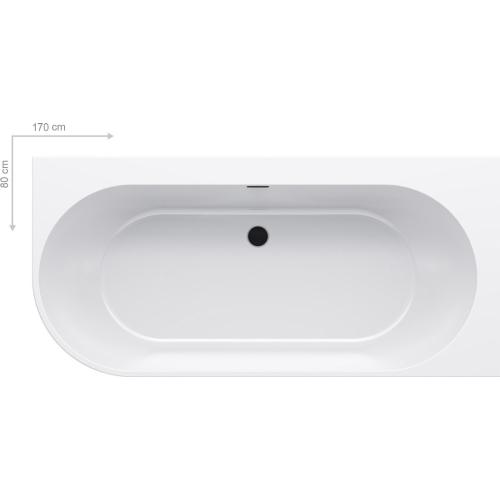 Акриловая ванна FREEDOM Corner R 1700x800 білосніжна/чорна сифон Click-Clack