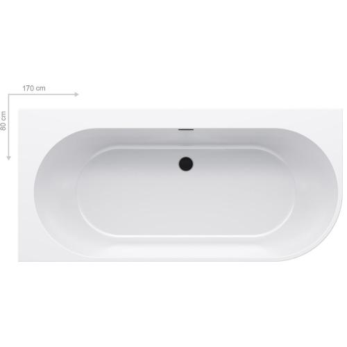 Акрилова ванна FREEDOM Corner L 1700x800 білосніжна/чорна сифон Click-Clack