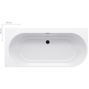 Акриловая ванна FREEDOM Corner L 1700x800 білосніжна/чорна сифон Click-Clack