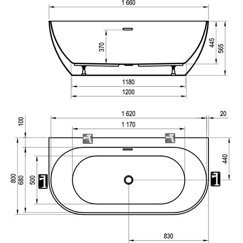 Акриловая Ванна Ravak Freedom W 1660x800 черная