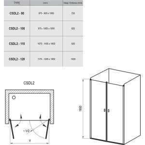 Ravak Душові двері Ravak Chrome 90 см CSDL2-90 полірований алюміній+transparent