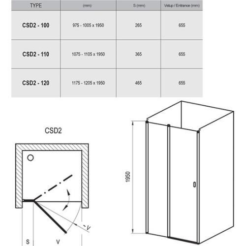 Ravak Душові двері Ravak Chrome 100 см CSD2-100 сатин+transparent