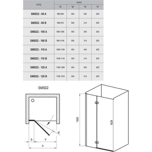 Ravak Душевая дверь Ravak SmartLine 90 см SMSD2-90 BL хром+transparent