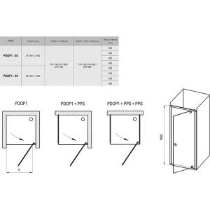 Ravak Душові двері Ravak Pivot 80 PDOP1-80 білий+transparent