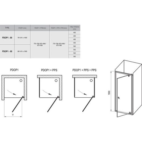 Ravak Душевые двери Ravak Pivot 80 PDOP1-80 белый+transparent