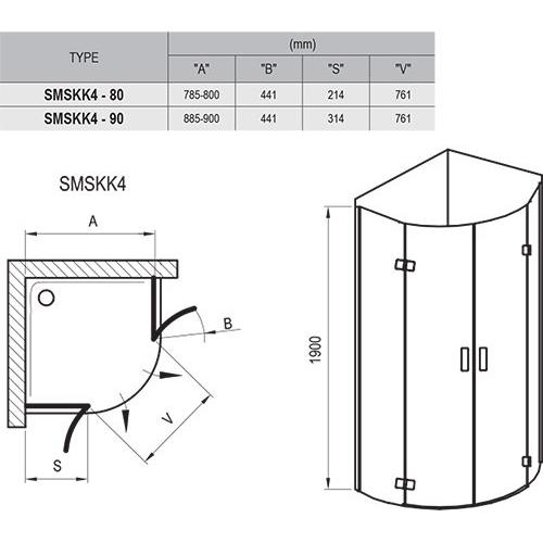 Ravak Душовий куточок Ravak Smartline 80 см SMSKK4-80 хром+transparent