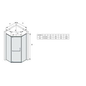 Прямокутна Душова кабіна п'ятикутна XPSHP3- 90 Чорний TRANSPARENT